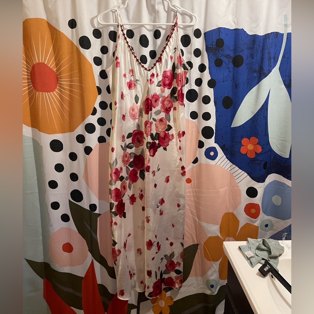 Beautiful, silk floral long slip dress
